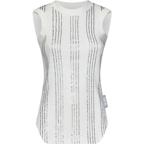 Ribbed Tank Top with Crystals , female, Sizes: S - The Attico - Modalova