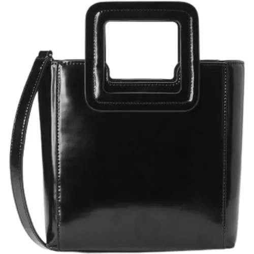 Mini Shirley Leder Tasche - Schwarz Poliert , Damen, Größe: ONE Size - Staud - Modalova