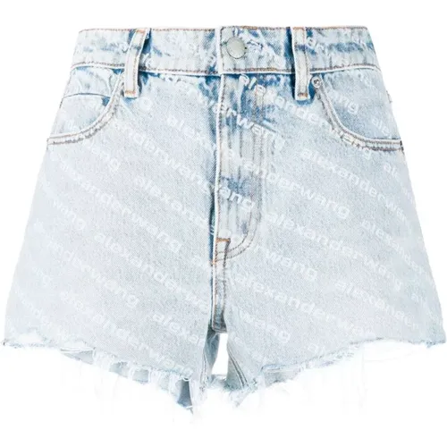 Logo Print High-Waisted Denim Shorts , female, Sizes: W25, W27, W26 - alexander wang - Modalova