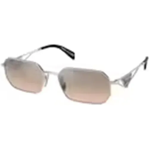 Gold Mirror Brown Silver Sunglasses , unisex, Sizes: 58 MM - Prada - Modalova