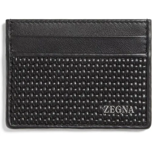 Woven Leather Card Holder , male, Sizes: ONE SIZE - Ermenegildo Zegna - Modalova