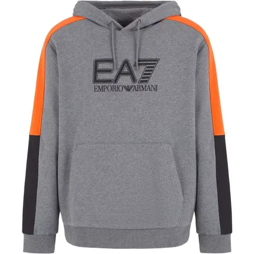 Grey Hoodie Sweatshirt Sporty Trendy Look , male, Sizes: XL, L, S, M - Emporio Armani EA7 - Modalova