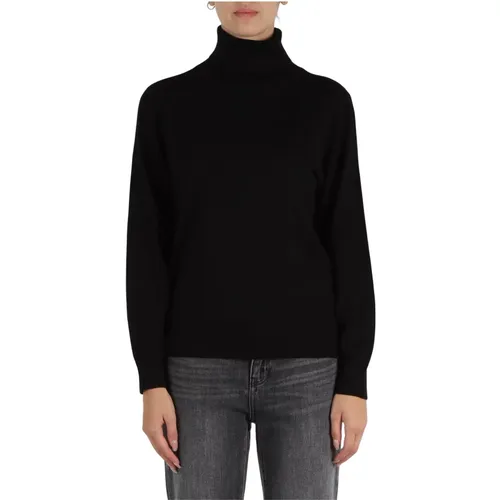 Embroidered high neck wool blend sweater , female, Sizes: XS, XL, L, S, M - Armani Exchange - Modalova