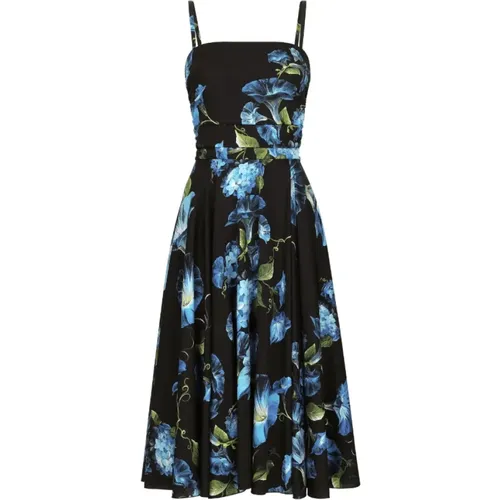 Floral Print Midi Dress , female, Sizes: L - Dolce & Gabbana - Modalova