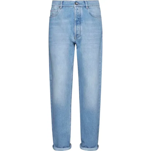 Light Denim Jeans Tapered Leg , male, Sizes: 3XL - BRUNELLO CUCINELLI - Modalova