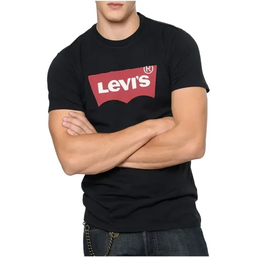 Levi's, Kultiges Baumwoll T-Shirt - Schwarz, Gerader Schnitt, Kurze Ärmel , Herren, Größe: S - Levis - Modalova