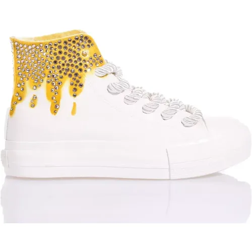 Handgefertigte Weiße Gold Sneakers , Damen, Größe: 40 EU - Mimanera - Modalova