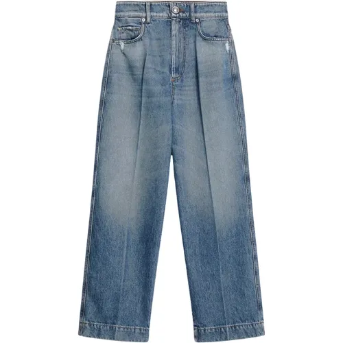 Blaue High-Waisted Cropped Denim Hose,High-Waist Blaue Jeans Klassisches Design - SPORTMAX - Modalova