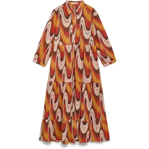 Ikat Wave Muslin Dress , female, Sizes: L, S, M, XS - Maliparmi - Modalova
