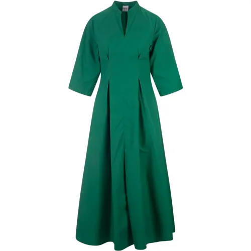 Grünes Leinen Midi Kleid Weite Ärmel , Damen, Größe: M - Aspesi - Modalova