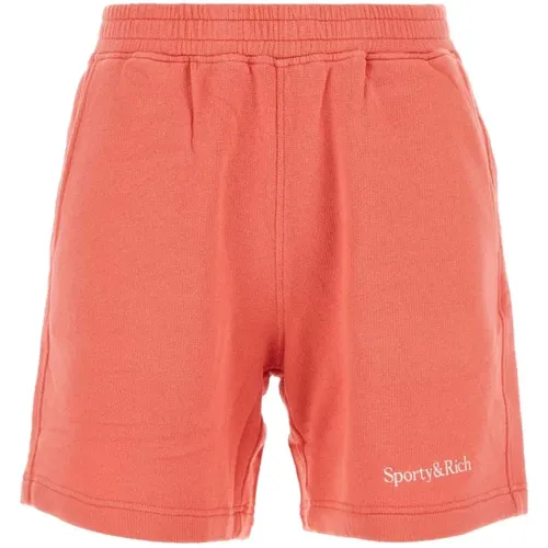 Stretch Baumwolle Lachsrosa Shorts , Damen, Größe: XS - Sporty & Rich - Modalova