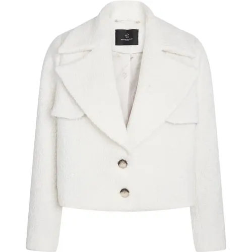 White Cream Wool Blend Cropped Jacket , female, Sizes: S, XL, M - Bruuns Bazaar - Modalova