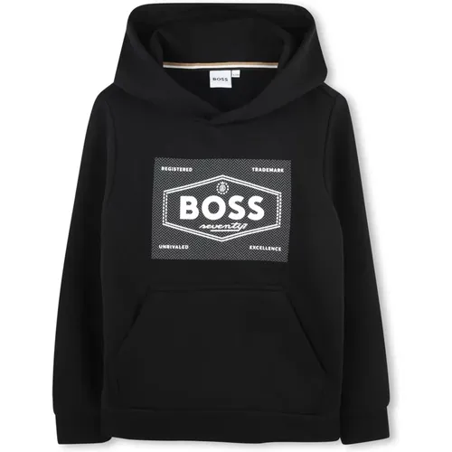 Schwarzer Kapuzenpullover mit Logo-Print - Hugo Boss - Modalova