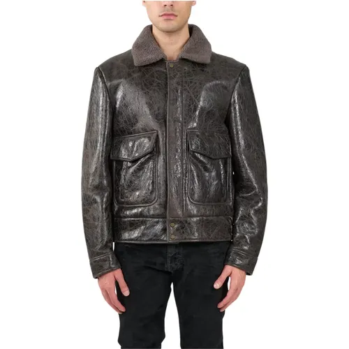 Shearling Lederjacke mit Reißverschluss - Salvatore Santoro - Modalova