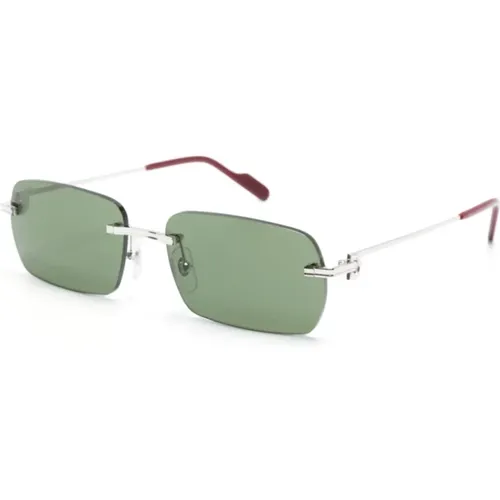 Silver Sunglasses with Accessories , male, Sizes: 57 MM - Cartier - Modalova