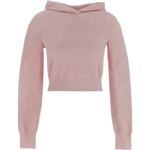 Viskose Cropped Hoodie , Damen, Größe: S - T by Alexander Wang - Modalova