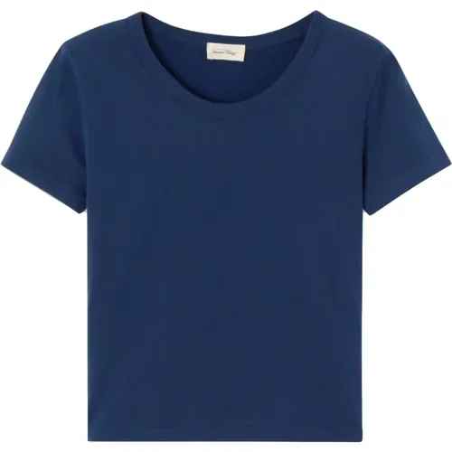 Navy Short Sleeve Round Neck T-Shirt , male, Sizes: S, M, L - American vintage - Modalova