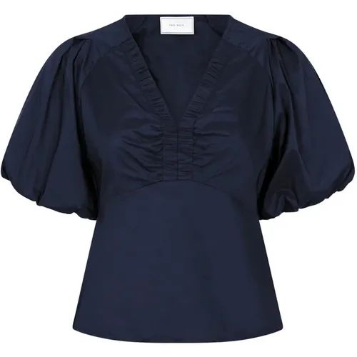 Irina Poplin Bluse Navy , Damen, Größe: XL - NEO NOIR - Modalova