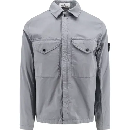 Grey Jacket with Hidden Zip Closure , male, Sizes: 3XL, 2XL, XL, M, L - Stone Island - Modalova