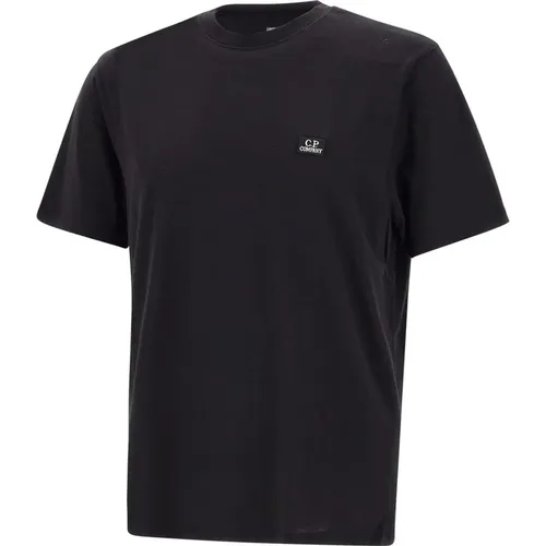 Herren Baumwoll Logo T-shirt Schwarz , Herren, Größe: S - C.P. Company - Modalova