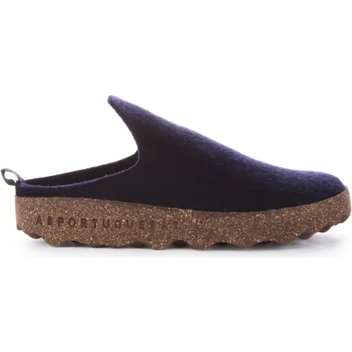 Wool Felt Slipper Shoes Navy Women , female, Sizes: 8 UK, 5 UK, 6 UK, 9 UK - Asportuguesas - Modalova