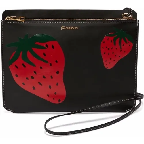 Elegante Erdbeer-Logo Clutch Tasche , Damen, Größe: ONE Size - JW Anderson - Modalova