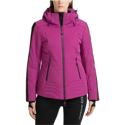 Ski Jacket with Hood and Logo , female, Sizes: S - Emporio Armani EA7 - Modalova