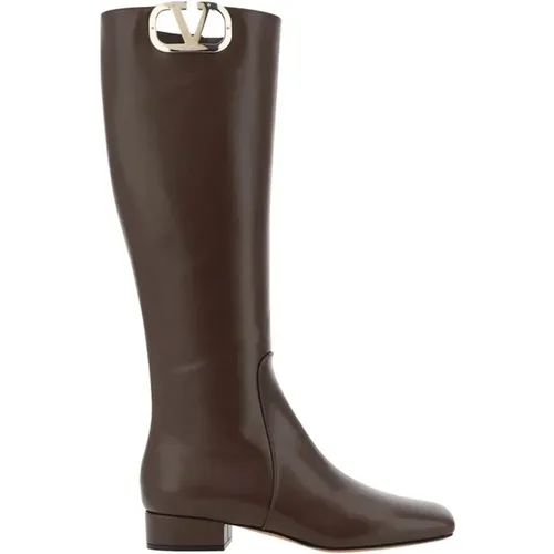 Leather Logo Boots , female, Sizes: 2 1/2 UK - Valentino Garavani - Modalova