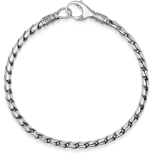 Men`s Sterling Silver 3mm Round Chain Bracelet , Herren, Größe: XL - Nialaya - Modalova