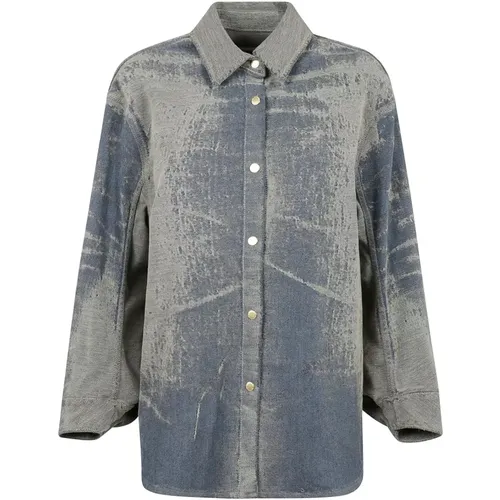 Jacquard Denim Oversized Shirt , female, Sizes: XS - Darkpark - Modalova