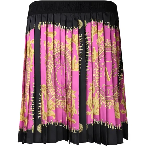 Barocco Print Pleated Skirt , female, Sizes: 2XS - Versace Jeans Couture - Modalova