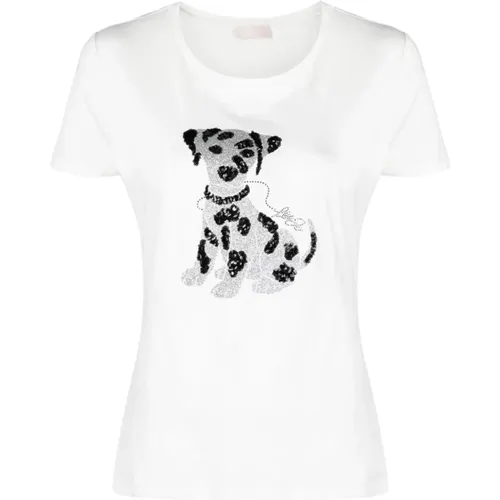 Dog Print Glitter T-shirt , female, Sizes: XS, XL - Liu Jo - Modalova