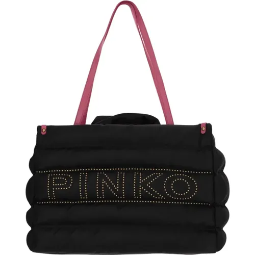 Gesteppte Nylon-Tote-Tasche mit Logo-Detail , Damen, Größe: ONE Size - pinko - Modalova