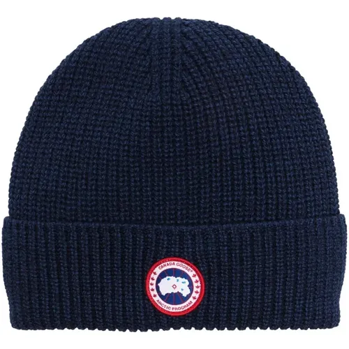 Wool Knit Logo Patch Beanie , male, Sizes: ONE SIZE - Canada Goose - Modalova