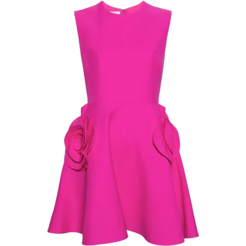 Fuchsia Rose Applique Dress , female, Sizes: S - Valentino Garavani - Modalova