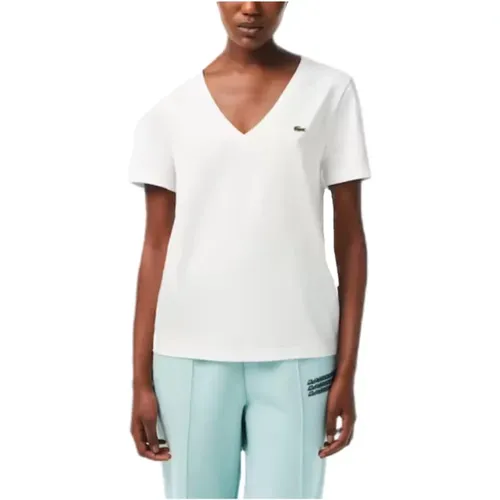 Cotton T-Shirt with Crocodile Logo , female, Sizes: XS - Lacoste - Modalova
