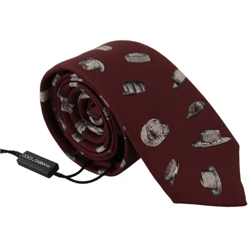 Maroon Silk Formal Tie , male, Sizes: ONE SIZE - Dolce & Gabbana - Modalova