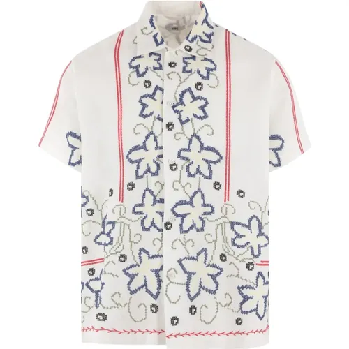 Embroidered Cotton Canvas Shirt , female, Sizes: M/L - Bode - Modalova