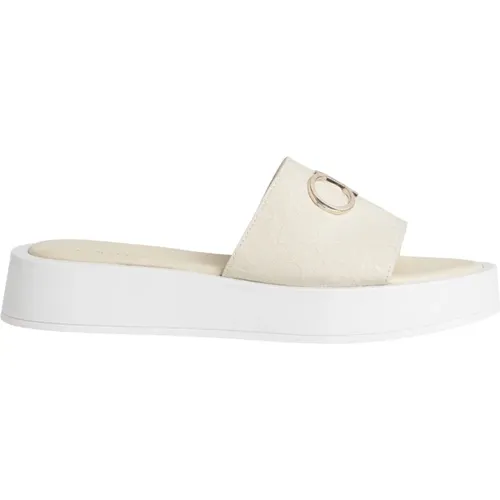 Weiße Flatform Slide Sandalen - Calvin Klein - Modalova
