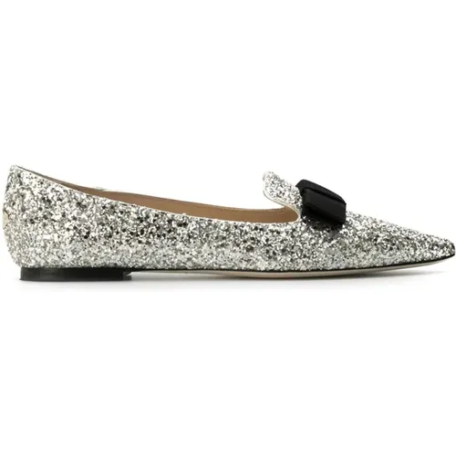 Silver Glitter Flat Ballerina Shoes , female, Sizes: 5 UK - Jimmy Choo - Modalova