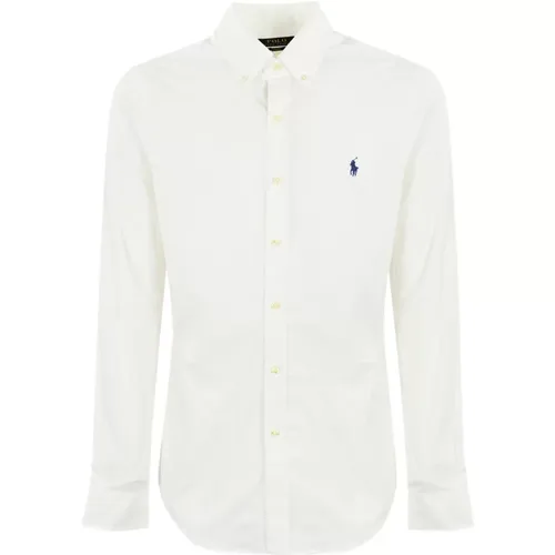 Weiße Baumwoll-Slim-Fit-Hemd , Herren, Größe: M - Ralph Lauren - Modalova