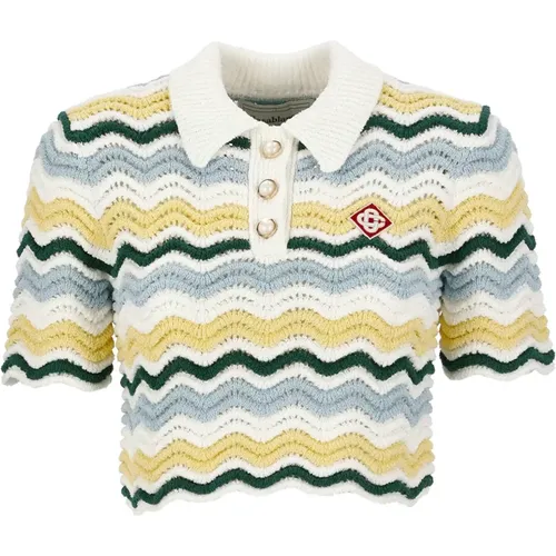 Polo Shirt with Logo Patch , female, Sizes: S, M - Casablanca - Modalova