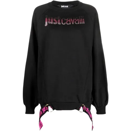 Kristall Logo Sweatshirt , Damen, Größe: S - Just Cavalli - Modalova