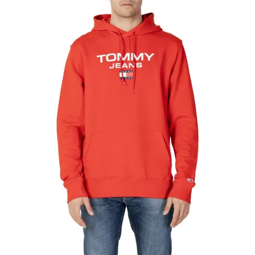 Roter Bedruckter Hoodie für Männer , Herren, Größe: XL - Tommy Hilfiger - Modalova
