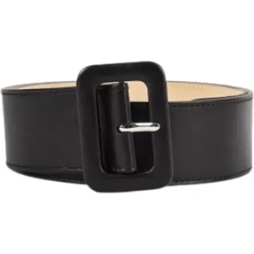 Sophisticated Leather Belt with Rectangular Buckle , female, Sizes: 90 CM, 80 CM - Maison Margiela - Modalova