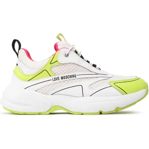 White/Yellow Sporty Mix Sneakers , female, Sizes: 5 UK, 6 UK - Moschino - Modalova