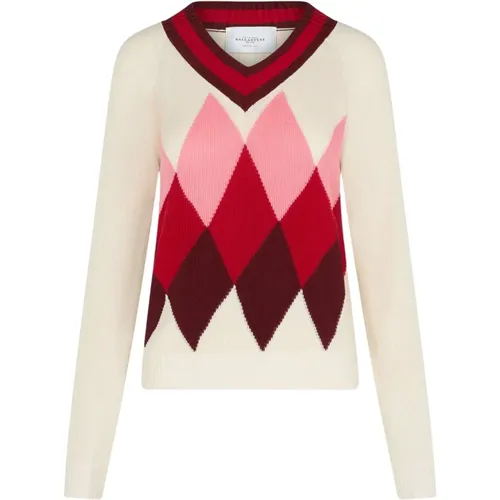 Diamond Ribbed V-Neck Sweater , female, Sizes: XS, M, S - Ballantyne - Modalova