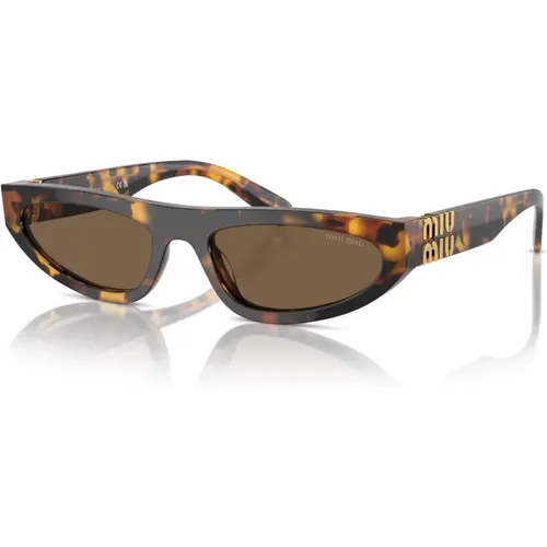 Havana Sunglasses with Dark Frames , female, Sizes: 56 MM - Miu Miu - Modalova