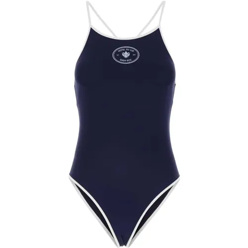 Stretch-Nylon-Badeanzug in Marineblau , Damen, Größe: L - Sporty & Rich - Modalova