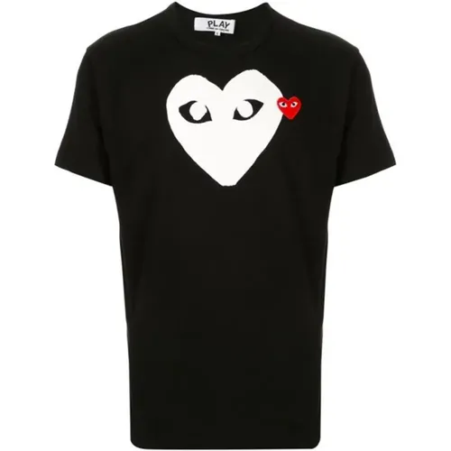 Logo Print T-shirt in Schwarz , Herren, Größe: M - Comme des Garçons Play - Modalova